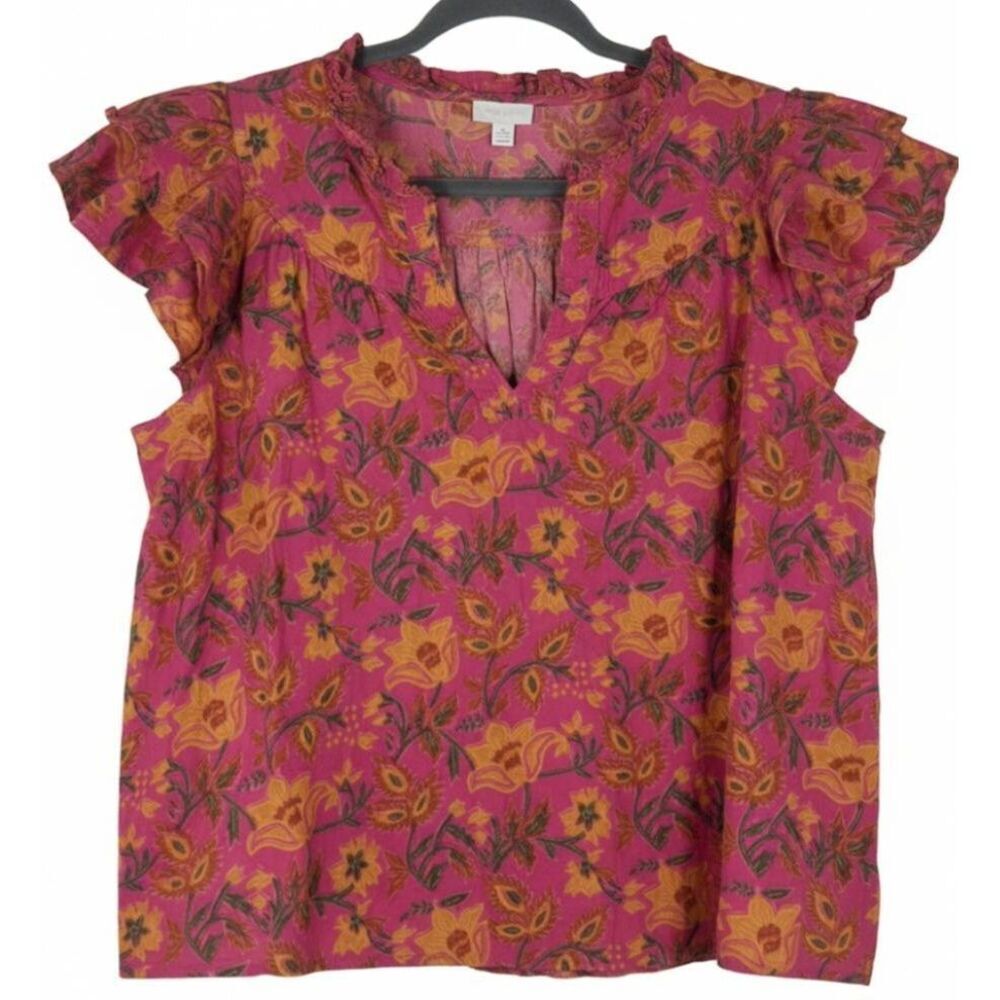 Jennifer grace womens large flutter sleeve top boho farm cottage blouse pink